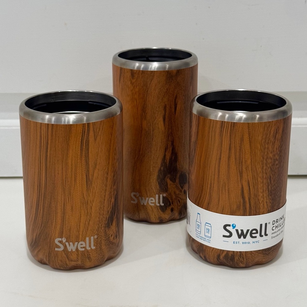 S'well Teakwood Slim Can or Bottle Drink Chiller Koozie - Picture 9 of 10